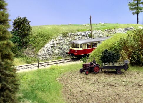 Triebwagen im Einschnitt